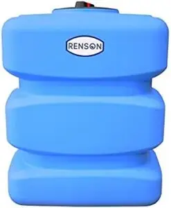 Récupérateur d'eau de pluie Renson bleu de 500L, conçu pour les espaces réduits, avec une finition anti-UV et un design robuste et rainuré pour une collecte d'eau efficace.